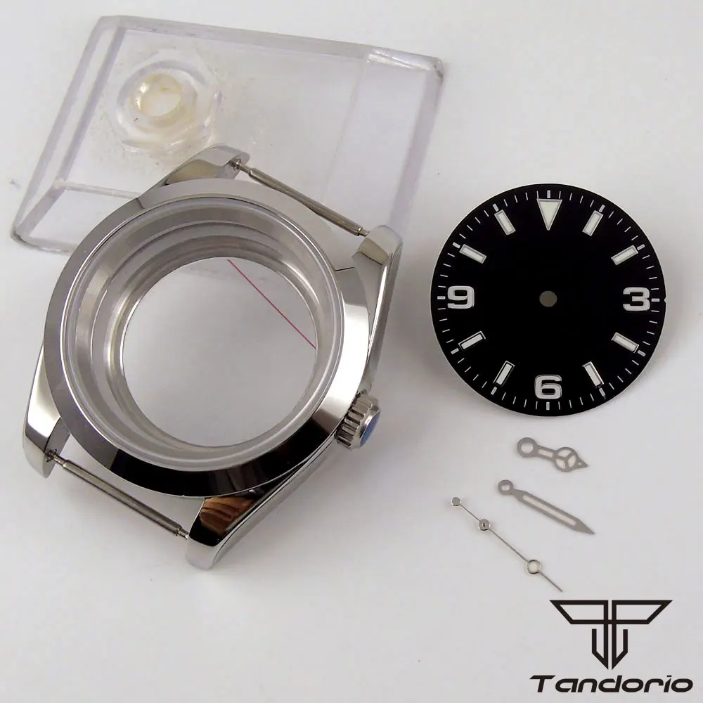 Polished 39mm Steel Automatic Men Watch Case Seeing Back Black Sterile Dial Luminous Hand for 24 Jewels NH35 NH35A Movement
Polished 39mm Steel Automatic Men Watch Case Seeing Back Black Sterile Dial Luminous Hand for 24 Jewels NH35 NH35A Movement