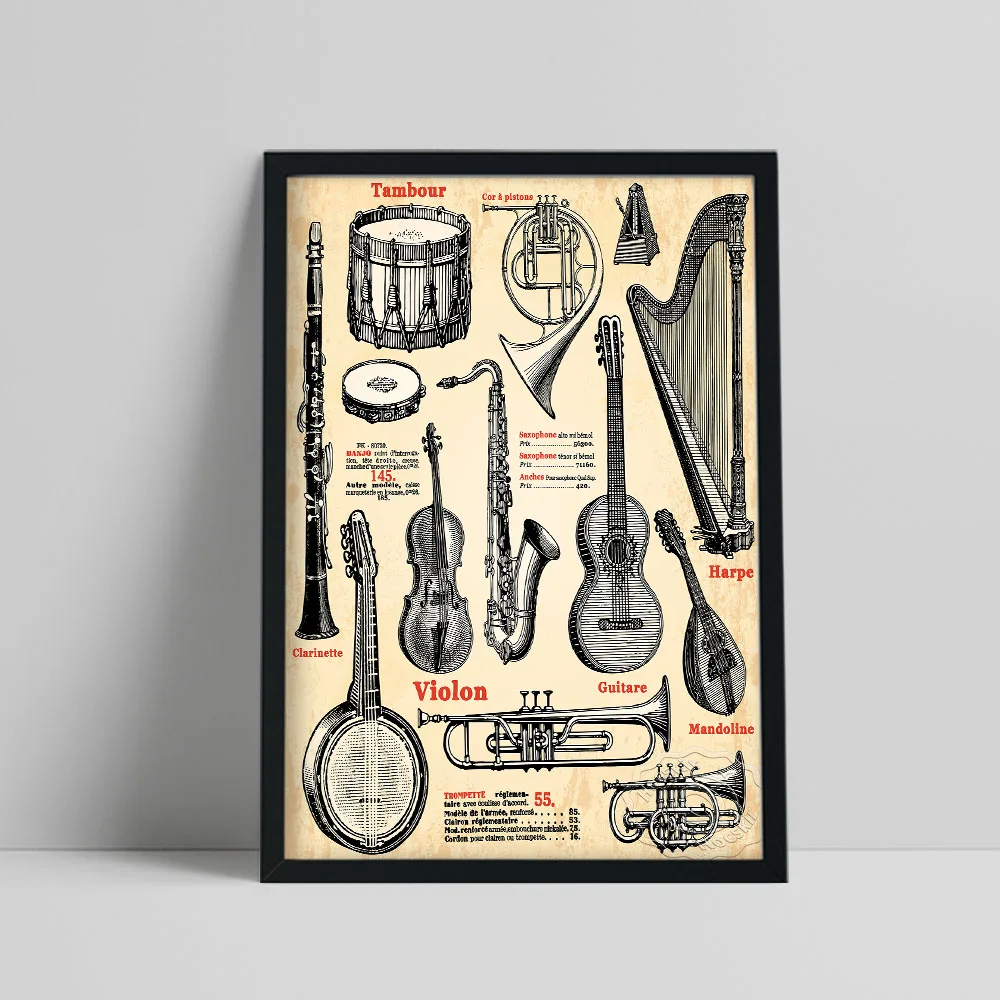 Nostalgic Style Magazine Catalog Poster, Instruments Clarinet Violin Horn Harp Art Prints, Vintage Musical Fans Collect Decor
Nostalgic Style Magazine Catalog Poster, Instruments Clarinet Violin Horn Harp Art Prints, Vintage Musical Fans Collect Decor