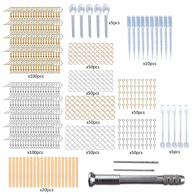 Resin Earrings Findings Kit Earrings Hooks Jump Rings Screw Pins Epoxy Resin Wooden Stirring Sticks Resin DIY Tools Kit
Resin Earrings Findings Kit Earrings Hooks Jump Rings Screw Pins Epoxy Resin Wooden Stirring Sticks Resin DIY Tools Kit