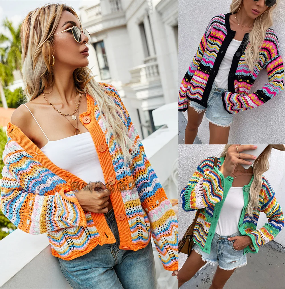 Donsignet 2021 Autumn Winter New Striped Sweater Women Loose Plus Size Rainbow Knit Buttons Cardigan Women
Donsignet 2021 Autumn Winter New Striped Sweater Women Loose Plus Size Rainbow Knit Buttons Cardigan Women