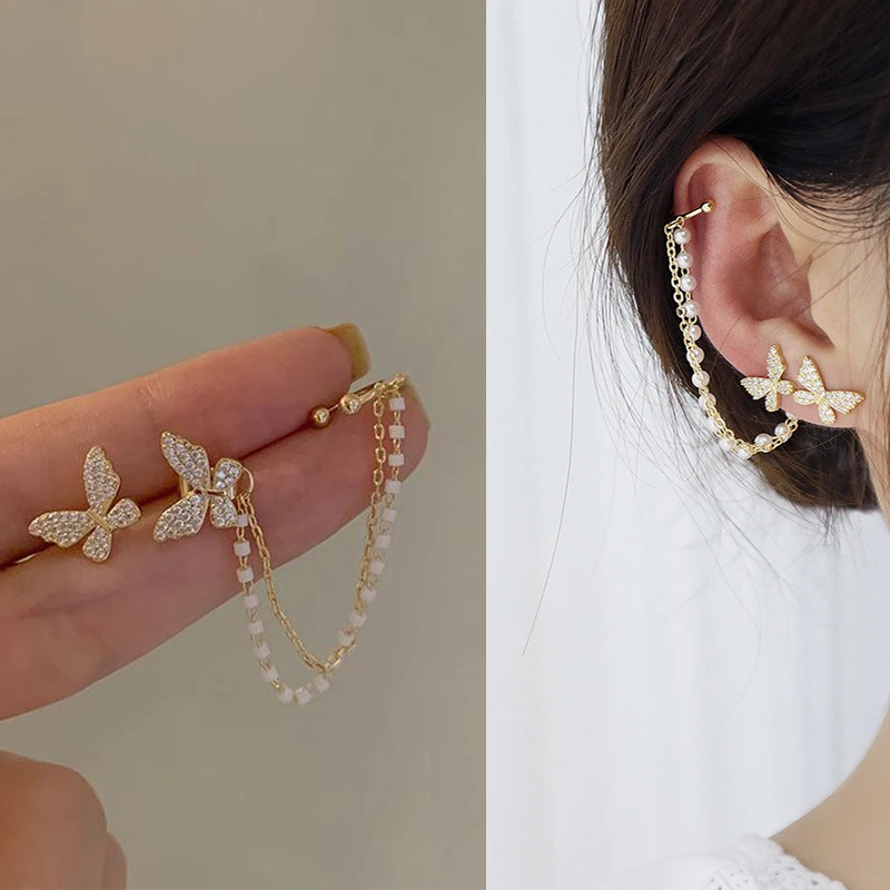 Korean Elegant Cute Rhinestone Butterfly Stud Earrings For Women Girls Fashion Metal Chain Boucle D'oreille Jewelry 2021 New
Korean Elegant Cute Rhinestone Butterfly Stud Earrings For Women Girls Fashion Metal Chain Boucle D'oreille Jewelry 2021 New