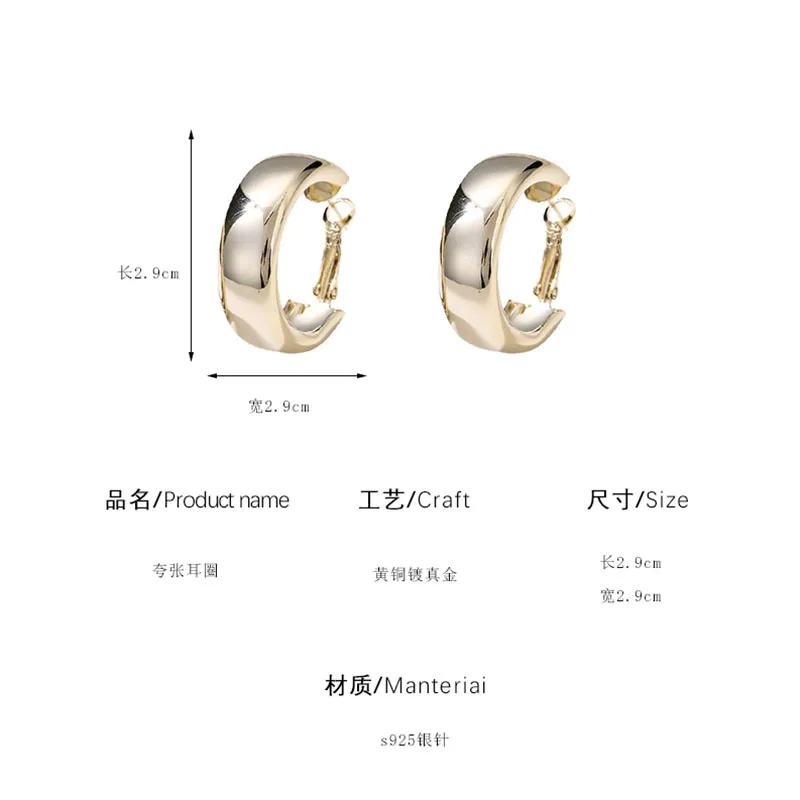Retro Fashion Exaggerated Simple Big Earrings for Women Creative Personality French Jewelry