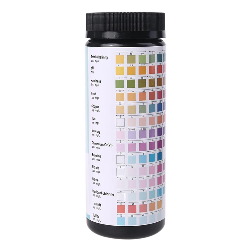 100PCS Upgrade 14 IN 1 Drinking Water Test Strips pH Hardness Alkalinity Lead Copper Iron Mercury Bromine Nitrite Test 652A
100PCS Upgrade 14 IN 1 Drinking Water Test Strips pH Hardness Alkalinity Lead Copper Iron Mercury Bromine Nitrite Test 652A