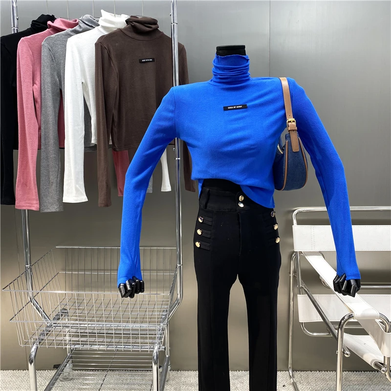 New Brand Original Design 2021 Candy Color Letter Label High Neck Bottomed Shirt Fashion Feminine Slim Long Sleeve T-shirt
New Brand Original Design 2021 Candy Color Letter Label High Neck Bottomed Shirt Fashion Feminine Slim Long Sleeve T-shirt