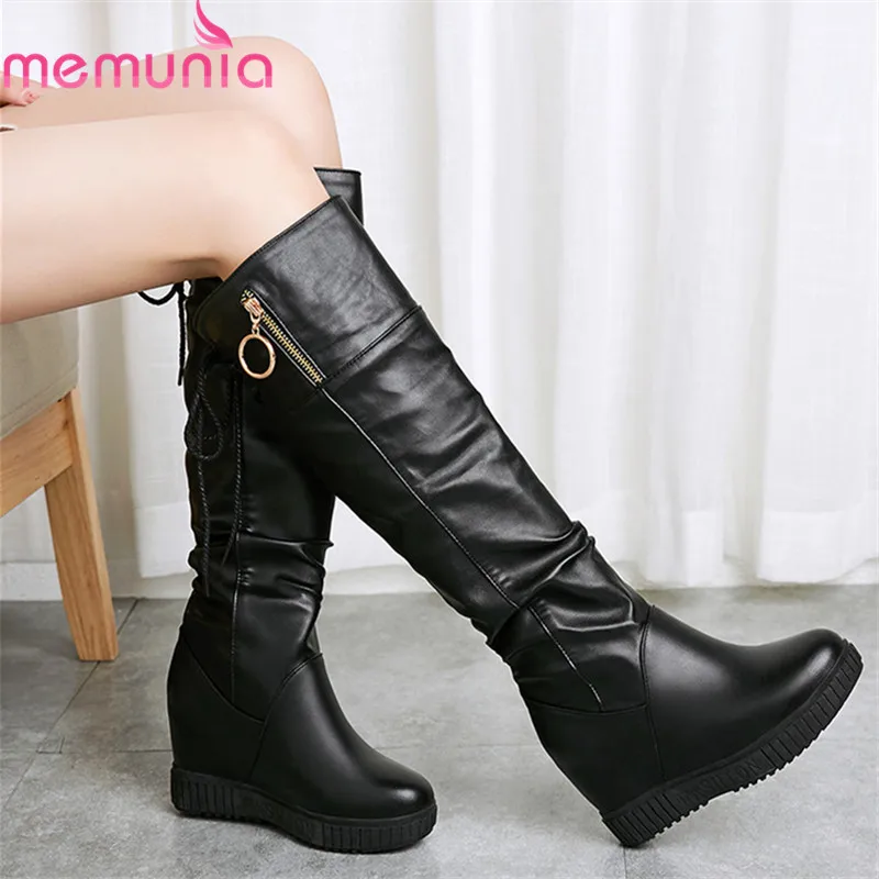 MEMUNIA 2021 hot sale women knee high boots round toe lace up zip wedges platform boots simple fashion party wedding shoes woman
MEMUNIA 2021 hot sale women knee high boots round toe lace up zip wedges platform boots simple fashion party wedding shoes woman