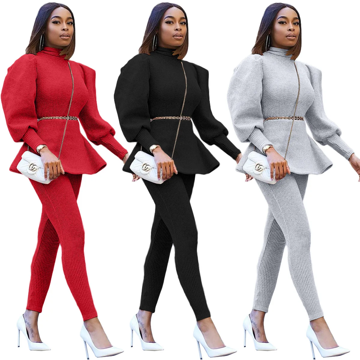 Plus Size S-XXL Office Lady Two Piece Suit Ribbed Lantern Sleeve Ruffles Hems Top and Pencil Pants Female Business Matching set
Plus Size S-XXL Office Lady Two Piece Suit Ribbed Lantern Sleeve Ruffles Hems Top and Pencil Pants Female Business Matching set
