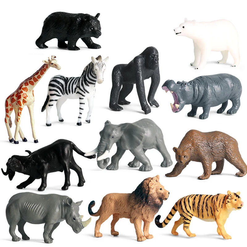 12 шт. сафари фигурки животных игрушки разные разновидности зоопарк джунгли