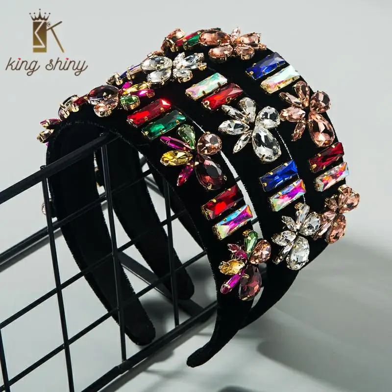 Boho Style Colorful Crystal Flower Headband for Woman Luxury Baroque Black Velvet Shiny Glass Drill Hair Hoop Bridal Tiara Bezel
Boho Style Colorful Crystal Flower Headband for Woman Luxury Baroque Black Velvet Shiny Glass Drill Hair Hoop Bridal Tiara Bezel