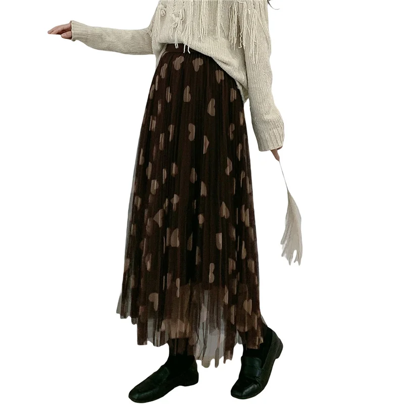 Women\u2019s Korean Mesh Yarn Skirt Fashion Heart Pattern Stitching High Waist Pleated Mid-length Skirt 2021 new style
Women\u2019s Korean Mesh Yarn Skirt Fashion Heart Pattern Stitching High Waist Pleated Mid-length Skirt 2021 new style