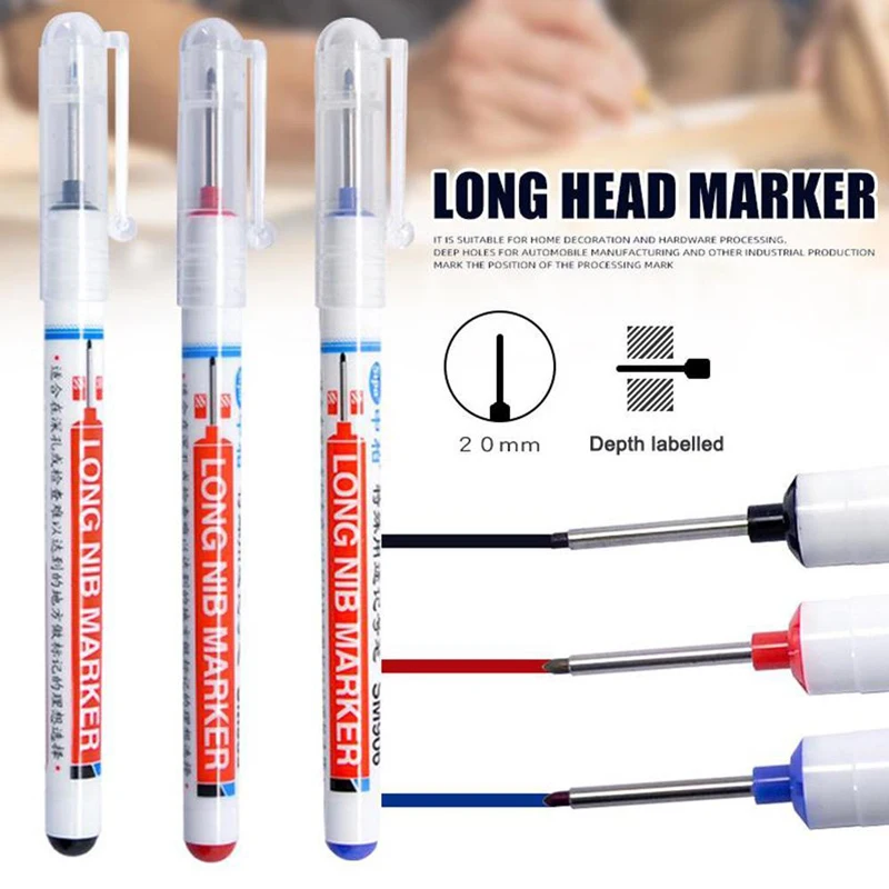 Long Heading Markers Pen Red/Black/Blue Ink for Bathroom Woodworking Decoration Multi-purpose Deep Hole Marker Pens
Long Heading Markers Pen Red/Black/Blue Ink for Bathroom Woodworking Decoration Multi-purpose Deep Hole Marker Pens