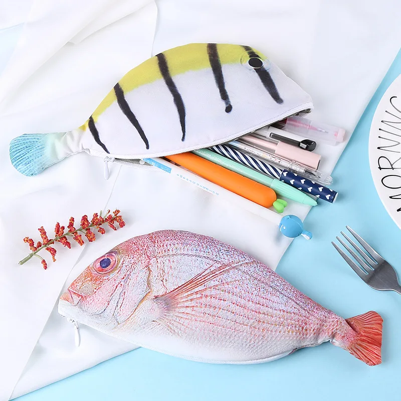 Новые креативные кошельки на молнии с принтом рыбы для детей студентов чехол