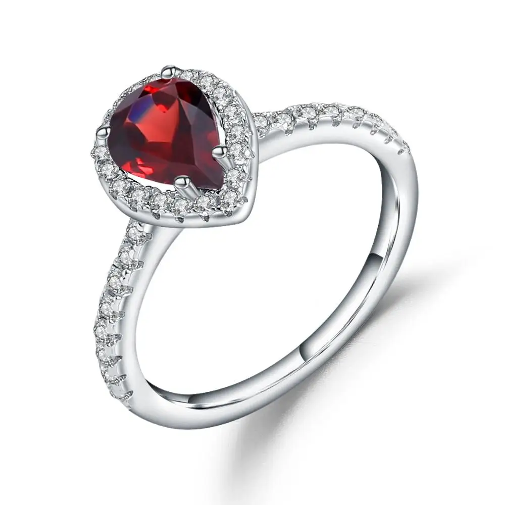 

Женское кольцо из серебра 925 пробы с камнем, романтическое классическое обручальное кольцо из натурального красного граната 1,36 карат, ювели...