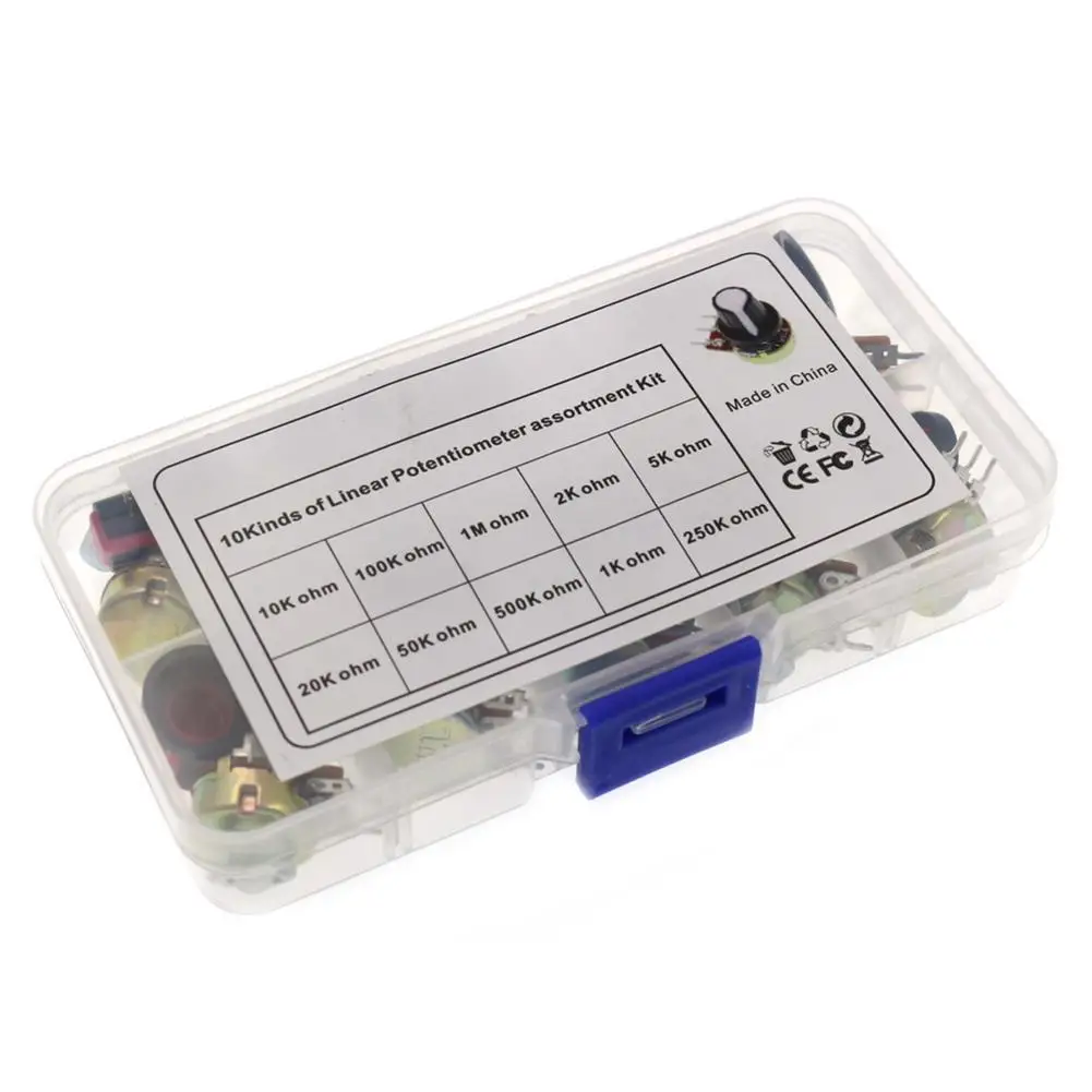 Potentiometer Kit Single 15mm B1k 2k 5k 10k 20k 50k 100k 500k 1m 3pin With Cap Linear Potentiometer Resistor Set
Potentiometer Kit Single 15mm B1k 2k 5k 10k 20k 50k 100k 500k 1m 3pin With Cap Linear Potentiometer Resistor Set