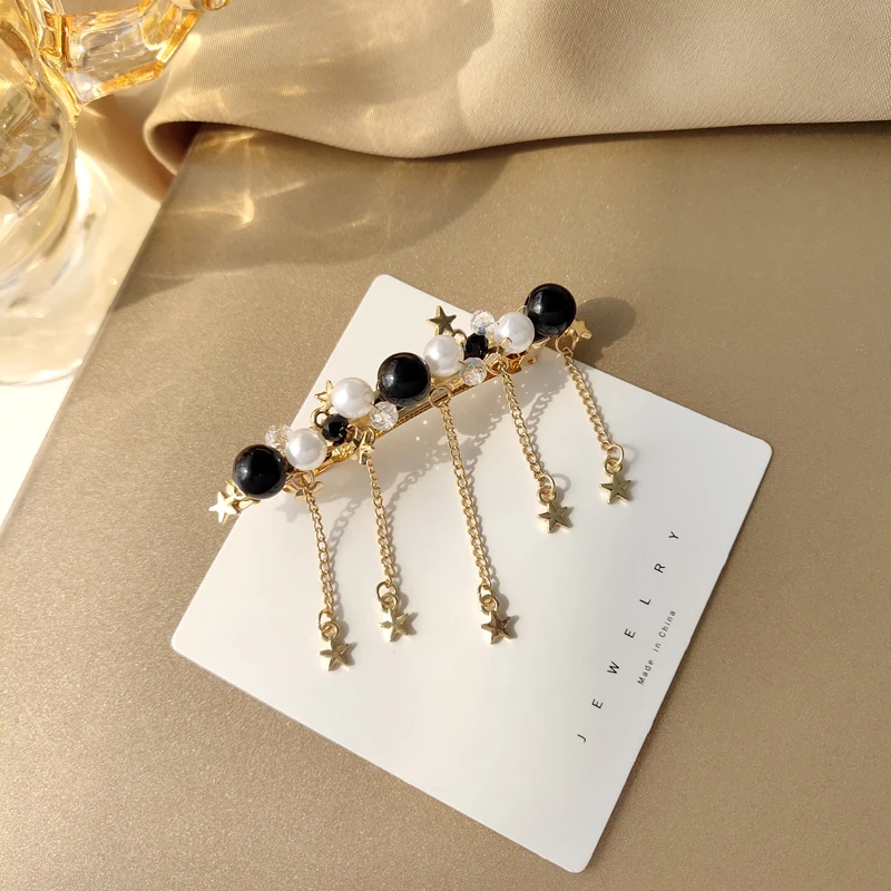 Fashion Pearl Black Beads Hairpin Multi Stars Hair Pins For Women Sweet Hairpin Hair Clips Hair Accessories Lady Barrette
Fashion Pearl Black Beads Hairpin Multi Stars Hair Pins For Women Sweet Hairpin Hair Clips Hair Accessories Lady Barrette