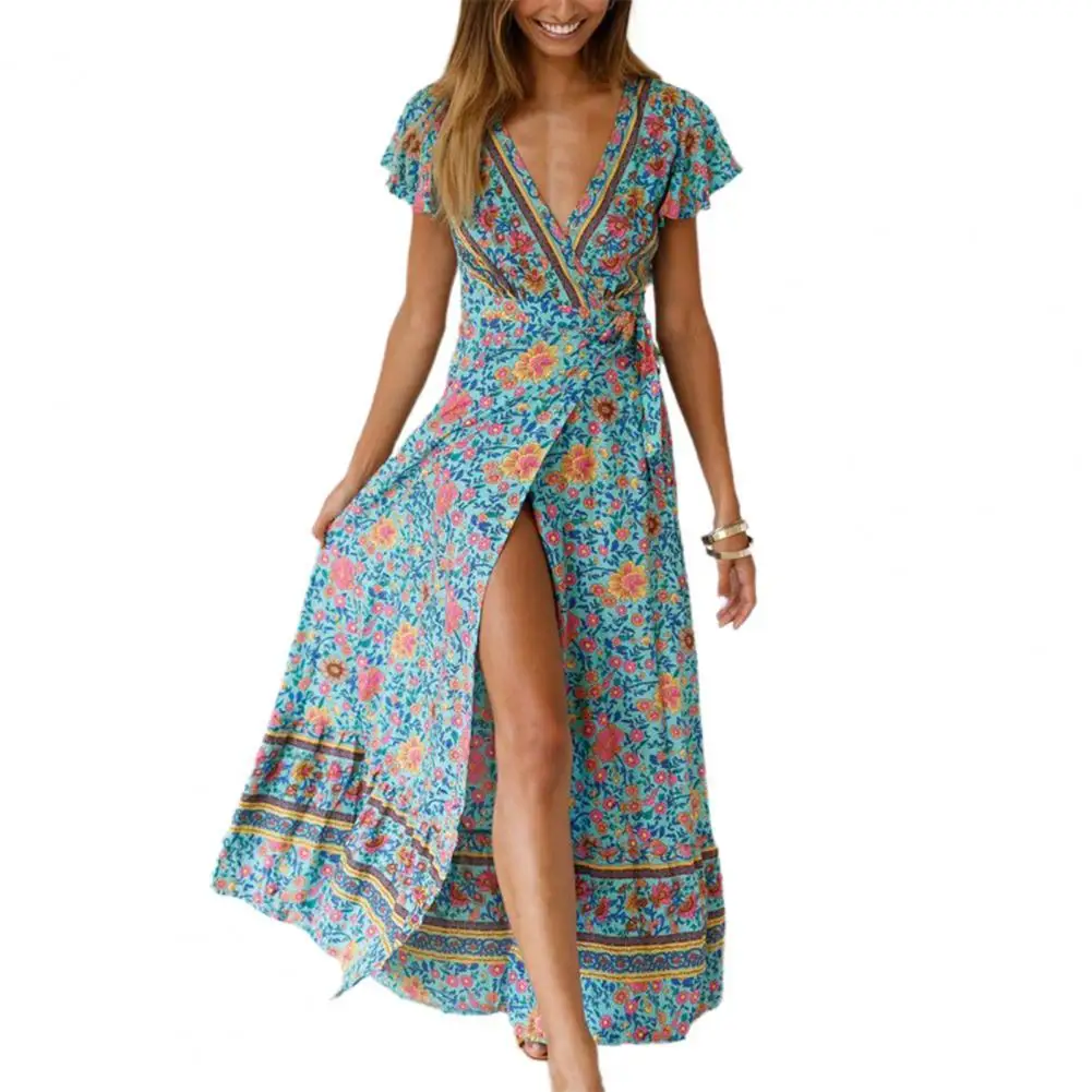 

80% HOT SALES!! Dress Sexy V-neck Women Floral Print Summer Dress for Holiday