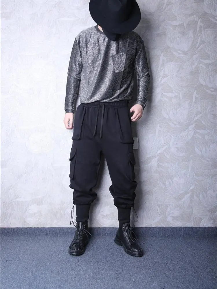 Men's Casual Pants Fall New Solid Color Elastic Waist Boot Pants Personality Side Large Pocket Radish Pants Fashion Sports Pants 
Men's Casual Pants Fall New Solid Color Elastic Waist Boot Pants Personality Side Large Pocket Radish Pants Fashion Sports Pants