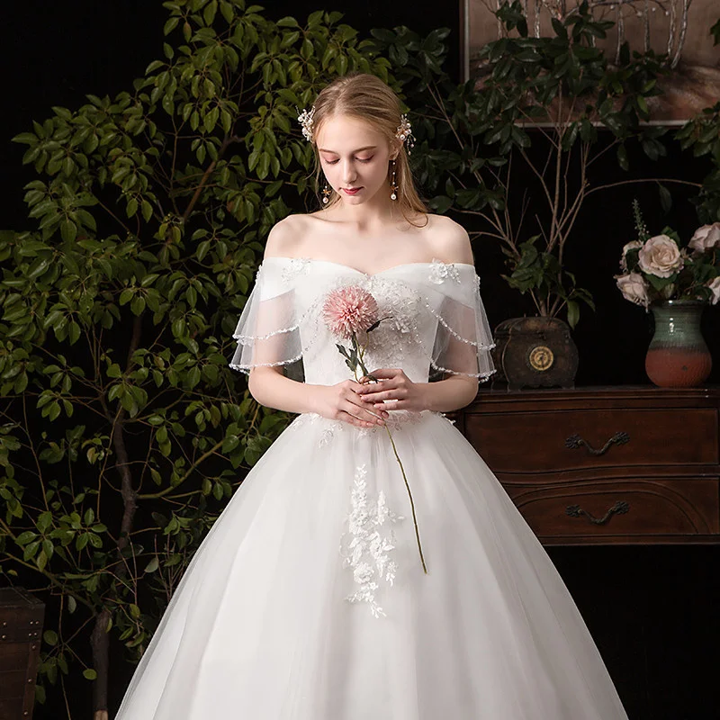 New Short Sleeve Flush Wedding Dress Off Shoulder Wedding Dress Handmade Pearl White Lace Wedding Dress NEW
New Short Sleeve Flush Wedding Dress Off Shoulder Wedding Dress Handmade Pearl White Lace Wedding Dress NEW