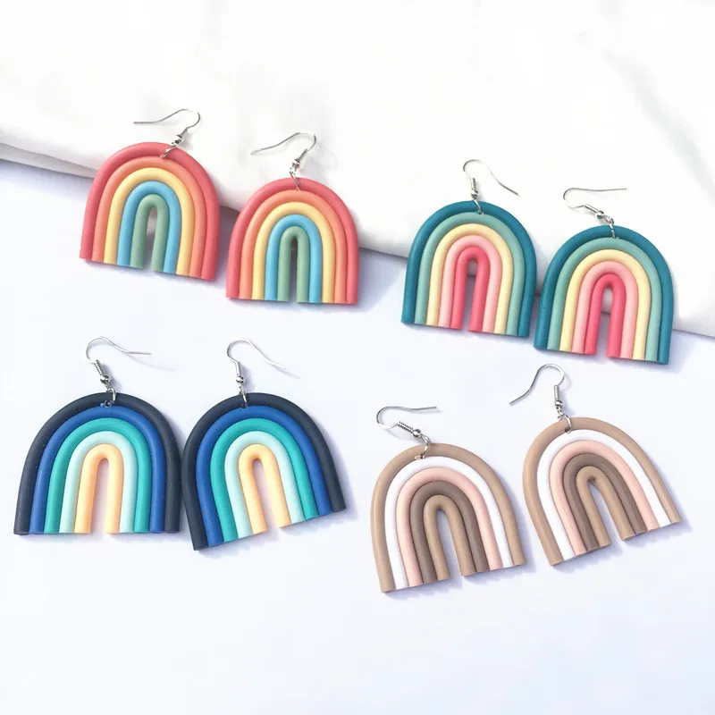 Handmade Cute Bohemian Rainbow Clay Dangle Earrings Colorful Ceramic Clay U Shape Earrings for Women Girls Jewelry Best Gifts
Handmade Cute Bohemian Rainbow Clay Dangle Earrings Colorful Ceramic Clay U Shape Earrings for Women Girls Jewelry Best Gifts