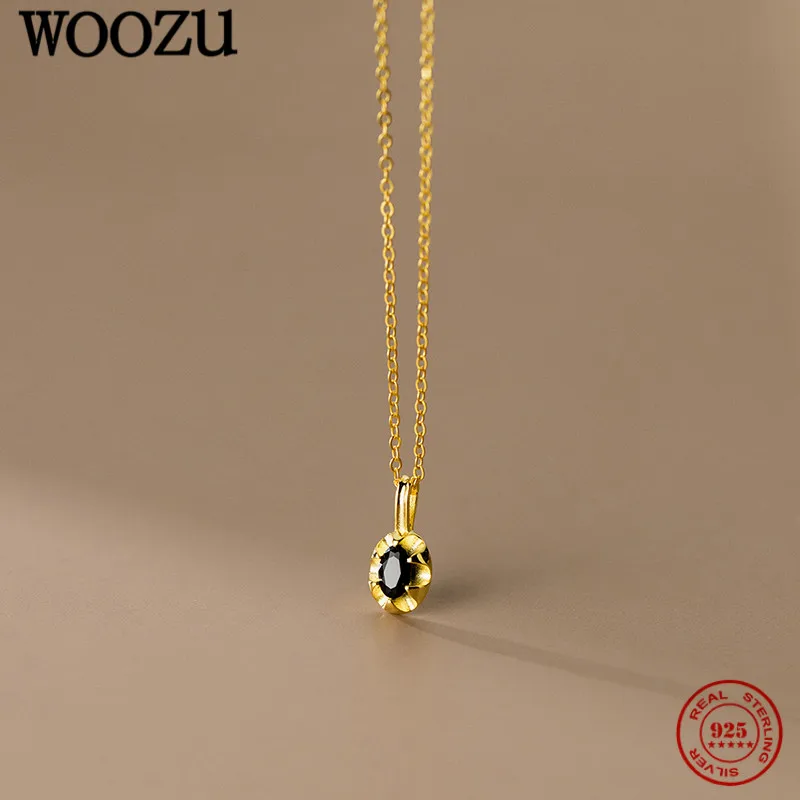 WOOZU 925 Sterling Silver French Simple Oval Black Stone Pendant Chain Necklaces For Women Personality Rock Female Party Jewelry
WOOZU 925 Sterling Silver French Simple Oval Black Stone Pendant Chain Necklaces For Women Personality Rock Female Party Jewelry