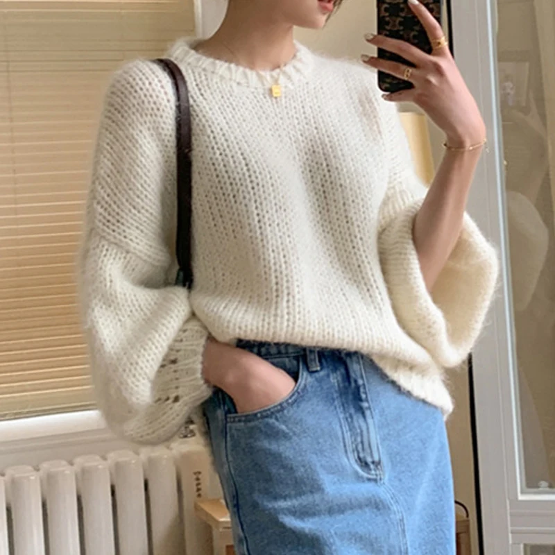 Limiguyue Women Jumper Solid Color Loose Fluffy Knitwear Top Sweet Lantern Sleeve O-Neck Pullover Autumn Mohair Sweater K2431
Limiguyue Women Jumper Solid Color Loose Fluffy Knitwear Top Sweet Lantern Sleeve O-Neck Pullover Autumn Mohair Sweater K2431