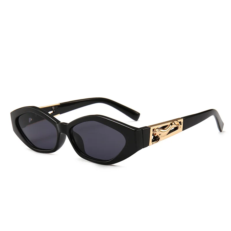 

Motorcycle Goggles Angular Cat's Eye Sunglasses Retro Glasses Legs Are Jumping Cheetah Style Gold Decorative Sunglasses 2PCS