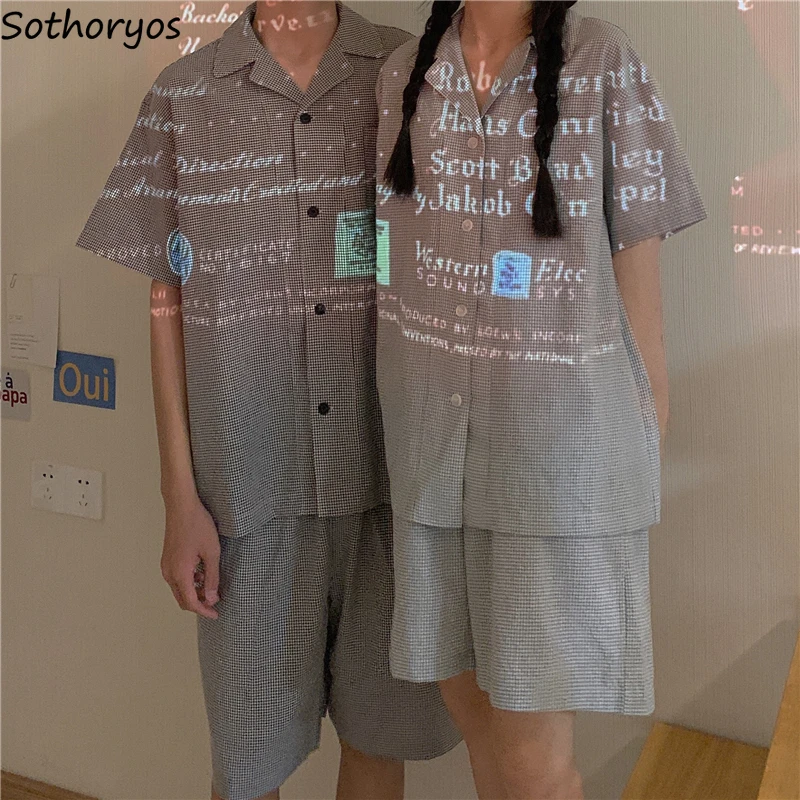 Summer Plaid Pajama Set Women Short Sleeve Tops Korean-style Couples Harajuku Baggy Oversized Sleepwear Female Simple Loungewear
Summer Plaid Pajama Set Women Short Sleeve Tops Korean-style Couples Harajuku Baggy Oversized Sleepwear Female Simple Loungewear