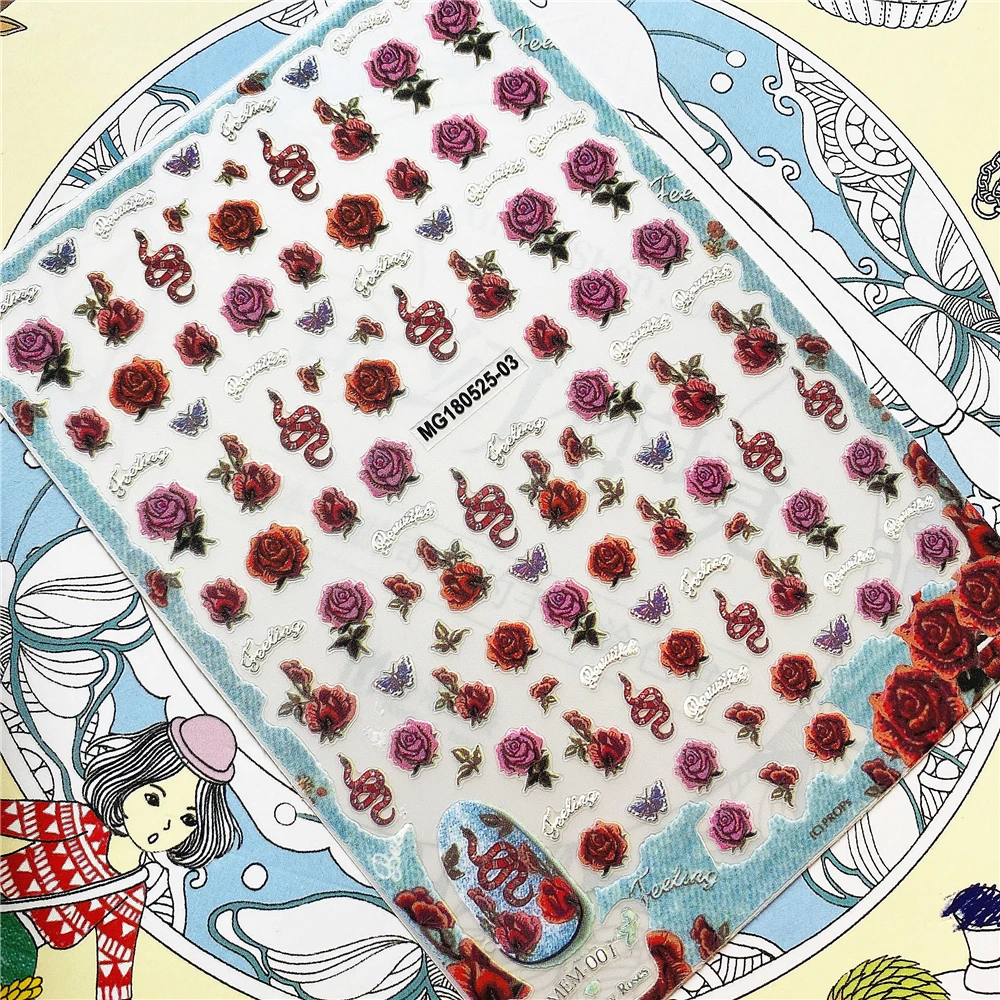 MG180525-03 MG180525-08 Little snake in the sea of roses 3D Back glue Nail Art Stickers Decals Sliders Nail ornament decoration
MG180525-03 MG180525-08 Little snake in the sea of roses 3D Back glue Nail Art Stickers Decals Sliders Nail ornament decoration