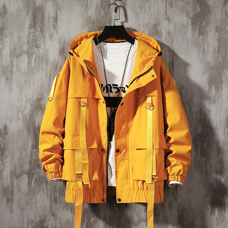 Streetwear Spring Bomber Jacket Men 2021 Hooded Ribbons Mens Jacket Coat Casual Windbreaker Pockets Man Outwear
Streetwear Spring Bomber Jacket Men 2021 Hooded Ribbons Mens Jacket Coat Casual Windbreaker Pockets Man Outwear