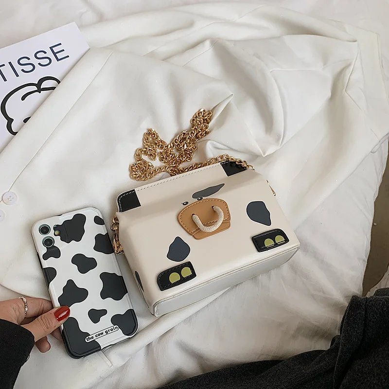 Cows Cute Small Bag Female 2021 New Leather Shoulder Bag Ladies Chain Fashion Printing Box Summer Casual Women's Crossbody Bags
Cows Cute Small Bag Female 2021 New Leather Shoulder Bag Ladies Chain Fashion Printing Box Summer Casual Women's Crossbody Bags