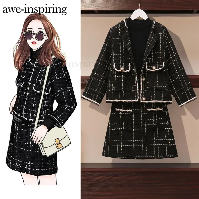 2 Piece Set WomenTweed Jacket Coat Bodycon Mini Skirt Set Short Vintage Woolen Fashion Office Ladies Black Outfits
2 Piece Set WomenTweed Jacket Coat Bodycon Mini Skirt Set Short Vintage Woolen Fashion Office Ladies Black Outfits