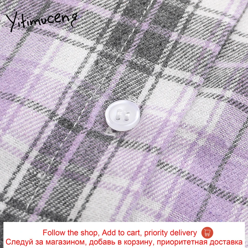 Yitimuceng Blouse Women Purple Plaid Shirts Long Sleeve Plus Size Clothing Office Lady Loose Style Turn-Down Collar Streetwear
Yitimuceng Blouse Women Purple Plaid Shirts Long Sleeve Plus Size Clothing Office Lady Loose Style Turn-Down Collar Streetwear