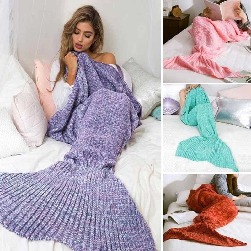 8 Colors Mermaid Tail Blanket for Baby and Lady Soft Handmade Sleeping Bag Knitted Blanket Fishtail Christmas Gift
8 Colors Mermaid Tail Blanket for Baby and Lady Soft Handmade Sleeping Bag Knitted Blanket Fishtail Christmas Gift