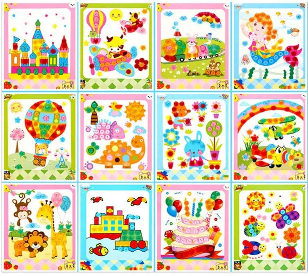 Colorful Sticky Buttons Paintings Mosaic Sticker Art Sticky 12 Pack DIY Handmade 3D Art Kits for Kids
Colorful Sticky Buttons Paintings Mosaic Sticker Art Sticky 12 Pack DIY Handmade 3D Art Kits for Kids