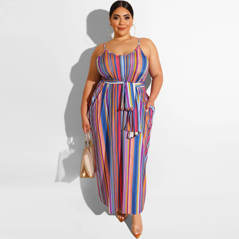 New large size women's striped loose strap dress with belt summer tie-dyed large swing dress color
New large size women's striped loose strap dress with belt summer tie-dyed large swing dress color