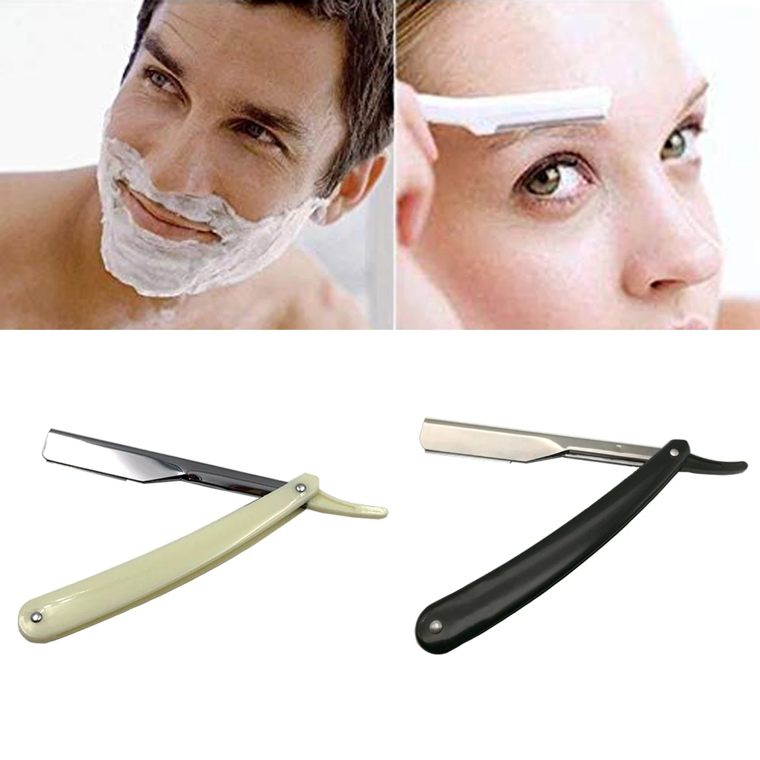 

Men Straight Edge Folding Razor with Plastic Handle Vintage Salon Barber Manual Beard Shaver Cutter Holder without Blade