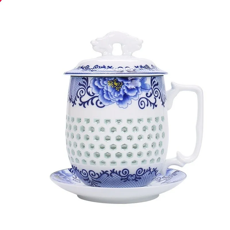 Hollow tea mug with saucer lid porcelain tea set office cup tea cups China ceramic mug
Hollow tea mug with saucer lid porcelain tea set office cup tea cups China ceramic mug