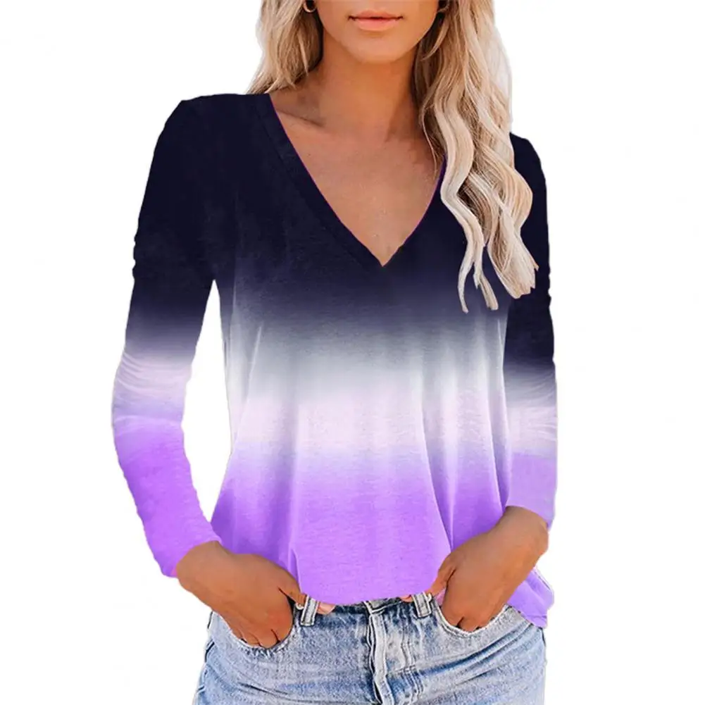 2021 Autumn New Fashion Ladies V-Neck Gradient Printing Loose T-Shirt Casual Long Sleeve Top Women Clothing
2021 Autumn New Fashion Ladies V-Neck Gradient Printing Loose T-Shirt Casual Long Sleeve Top Women Clothing