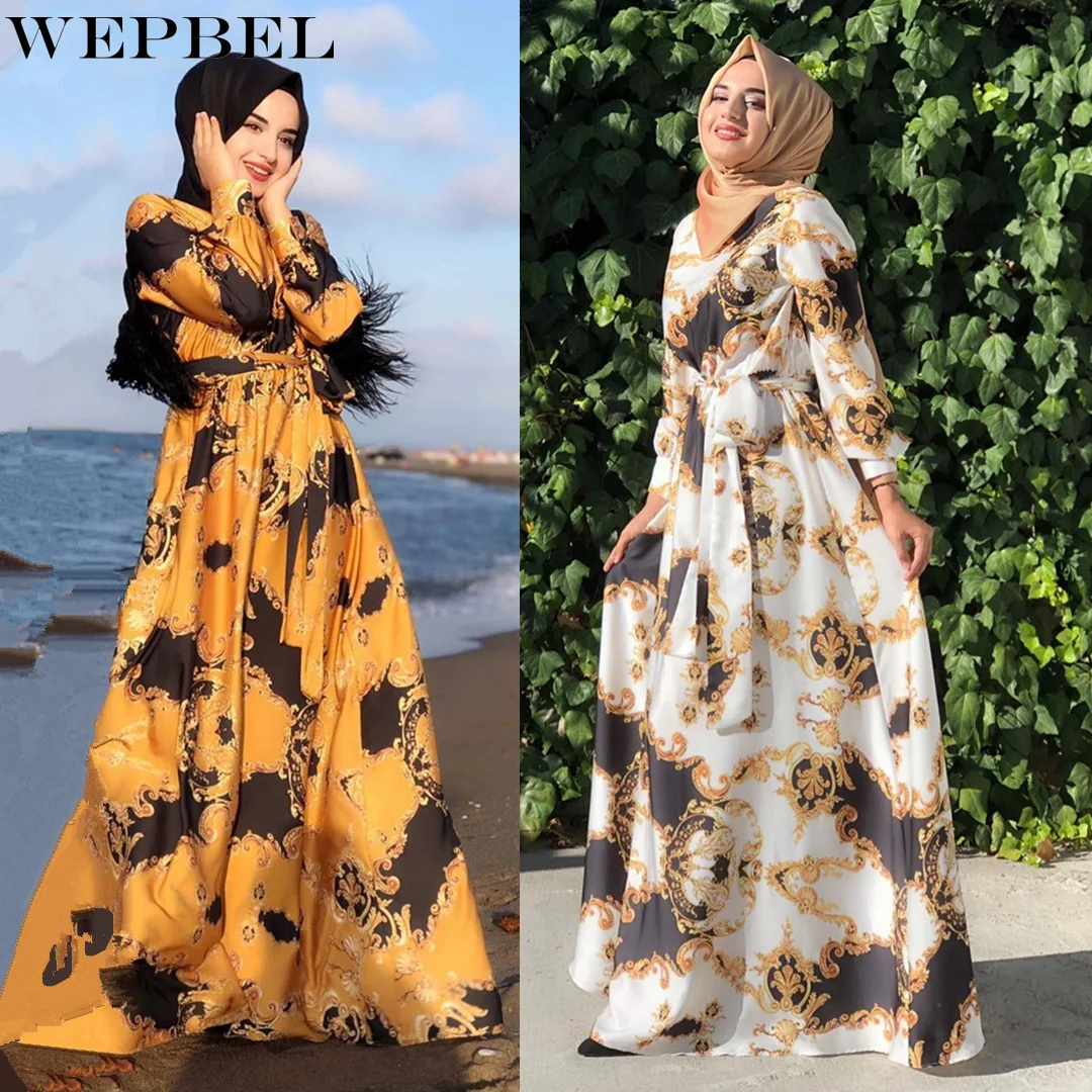WEPBEL Muslim Dress Women's Casual Long-Sleeve O-Neck Dress Spring and Autumn Fashion Print Loose Lace-up Dress Arab Dubai
WEPBEL Muslim Dress Women's Casual Long-Sleeve O-Neck Dress Spring and Autumn Fashion Print Loose Lace-up Dress Arab Dubai