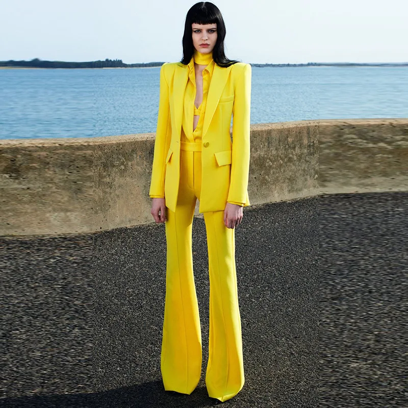 Yellow Purple Autumn Casual Slim Women Two Pieces Set Long Sleeve Blazer Suit & Flare Pants High Street Blazers Outfit 80229
Yellow Purple Autumn Casual Slim Women Two Pieces Set Long Sleeve Blazer Suit & Flare Pants High Street Blazers Outfit 80229