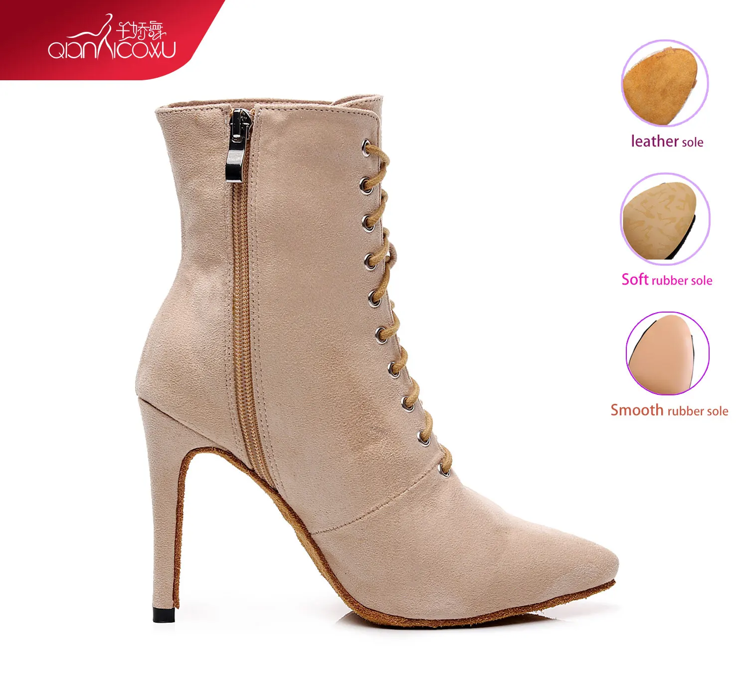 

Dropshipping Jazz Salsa Ballroom Square Social Professional Latin Dance Shoes for Dancing Women Sexy High Heels Flock Boots