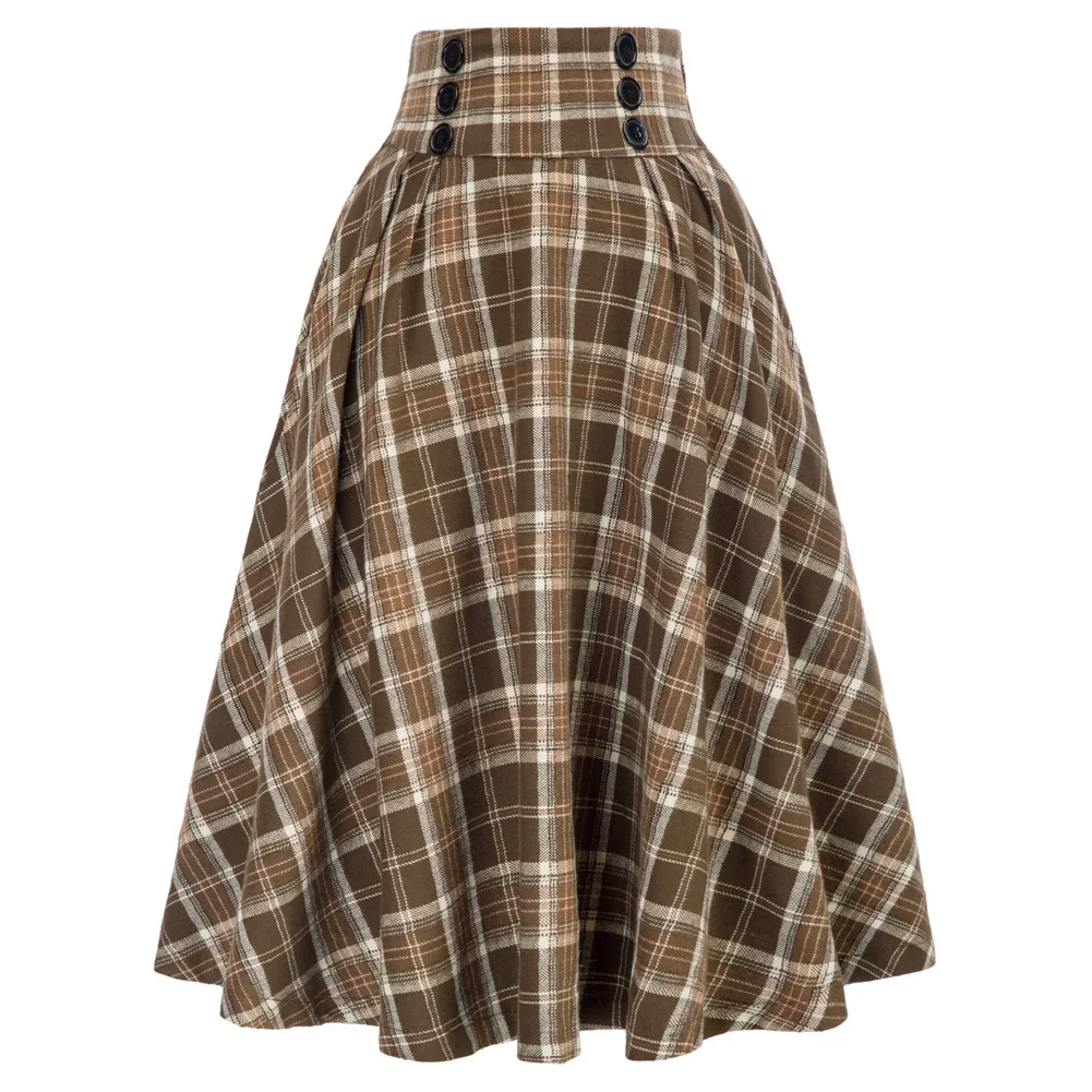 Cocktail Skirt Buttons Decorated Party Women Elastic Waist Plaided Pleated Short
Cocktail Skirt Buttons Decorated Party Women Elastic Waist Plaided Pleated Short