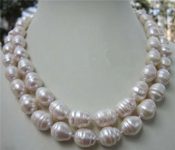 

HABITOO Unique 13-14mm Natural White Freshwater Cultured Screw Thread Baroque Pearl Necklace for Women Fashion Jewelry Fine Gift