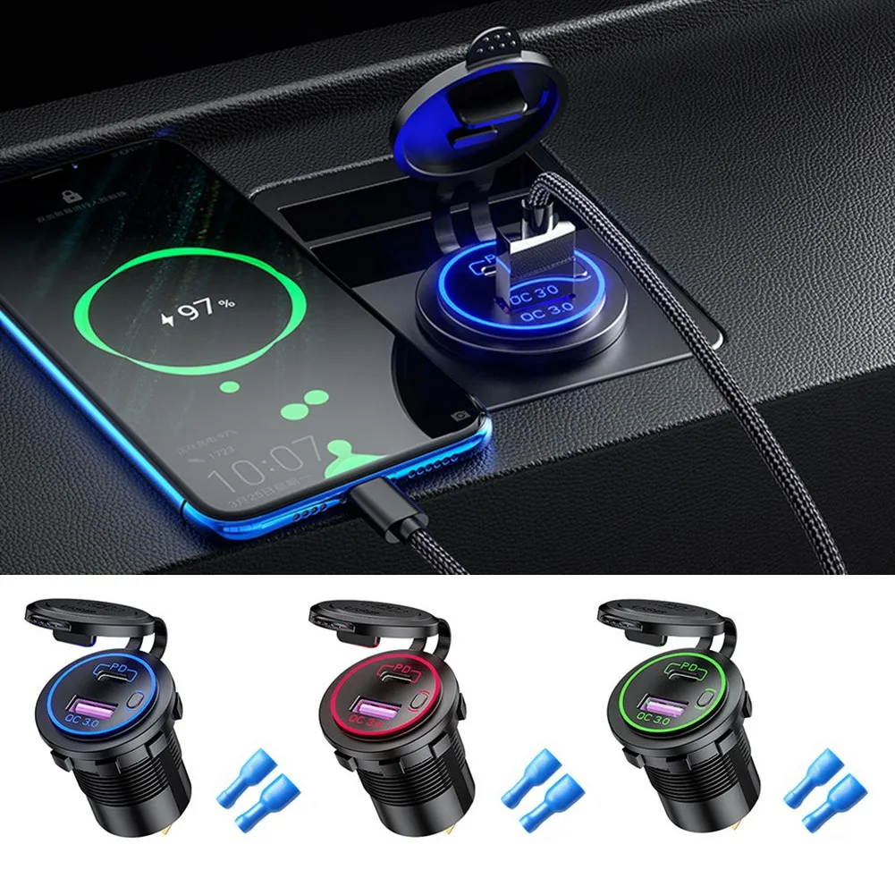 1pc Car Motorcycle Dual USB Power Socket Adapter With Switch Quick Charge QC3.0 + PD Product Universal Accessories
1pc Car Motorcycle Dual USB Power Socket Adapter With Switch Quick Charge QC3.0 + PD Product Universal Accessories