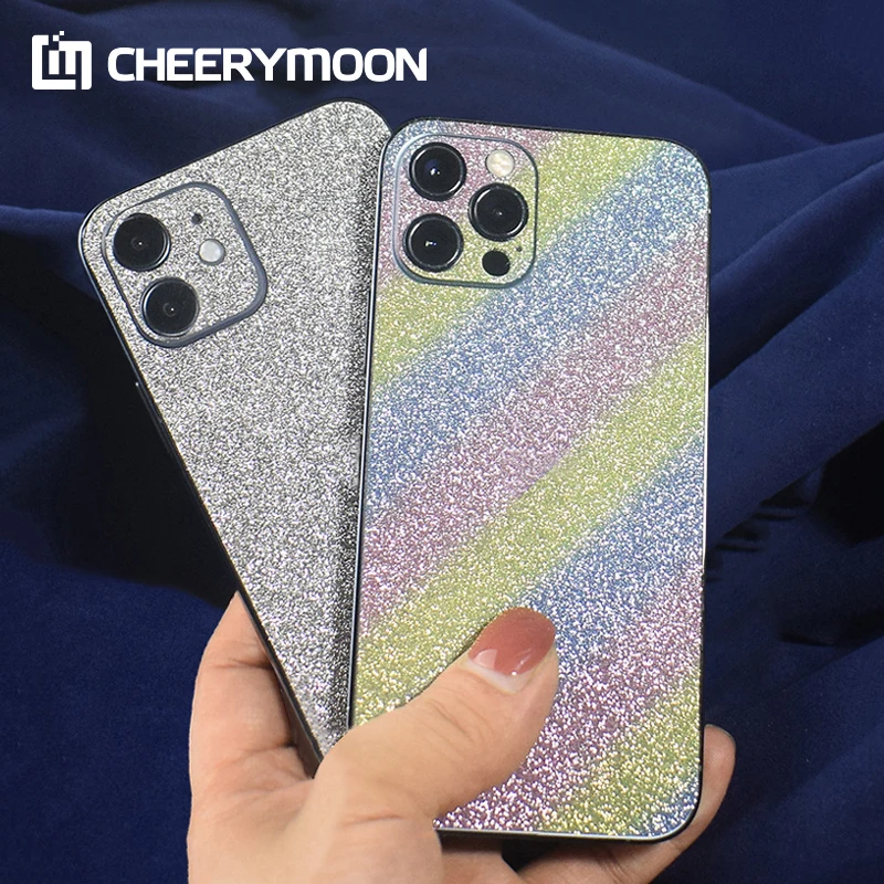 

Rear Stickers Wrap Skin Paste New Glitter Bling For iPhone 12 11 Pro Max mini XR SE2 XS 7 8 SE 5s 6s 6 Plus Protector Back Film