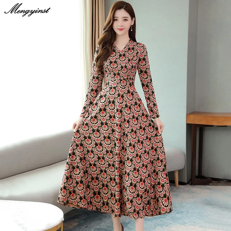 Vintage Fashion Full Sleeve Dress Women 2021 Autumn Female Casual V-neck Collar Floral Print Office Lady Suede Sexy Long Dresses
Vintage Fashion Full Sleeve Dress Women 2021 Autumn Female Casual V-neck Collar Floral Print Office Lady Suede Sexy Long Dresses