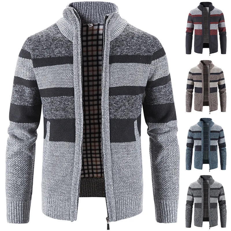 Autumn Winter Color Matching Cardigan Men Fleece Zipper Sweaters Jacket Mens Knitted Sweatercoat Thick Cardigan Sweater Coat Men
Autumn Winter Color Matching Cardigan Men Fleece Zipper Sweaters Jacket Mens Knitted Sweatercoat Thick Cardigan Sweater Coat Men