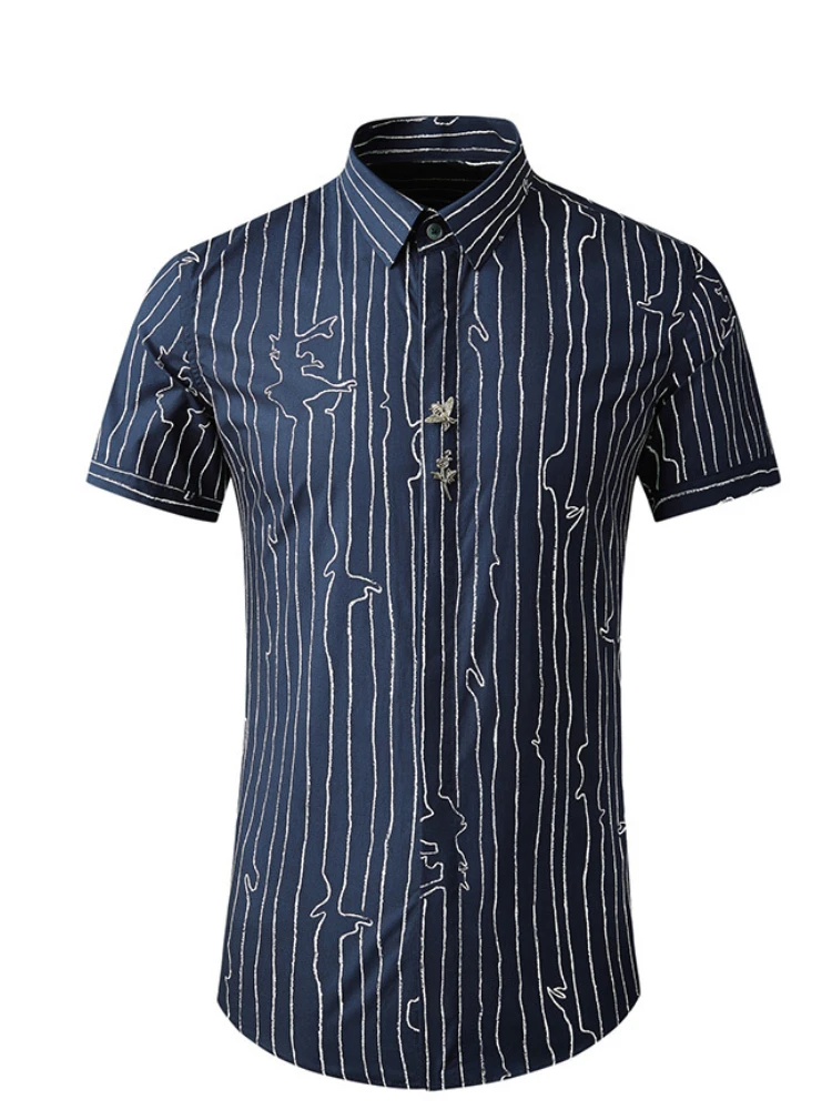 Curve Stripes Little Bee Pin Shirt Man Brand design Full sleeve Slim Casual shirts Elegant Embroidery Camisas masculina
Curve Stripes Little Bee Pin Shirt Man Brand design Full sleeve Slim Casual shirts Elegant Embroidery Camisas masculina