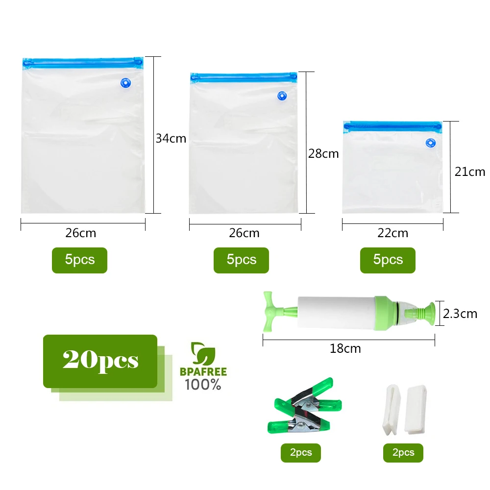 20 Pcs of Vacuum Bag Compressed Air Reusable Food Storage Vacuum Sealed Bag with Hand Pump Sealed Bag Food Zip Packaging Bag
20 Pcs of Vacuum Bag Compressed Air Reusable Food Storage Vacuum Sealed Bag with Hand Pump Sealed Bag Food Zip Packaging Bag