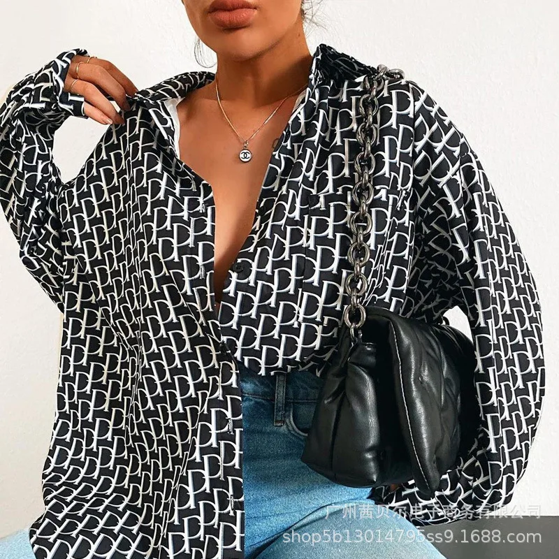 Mandylandy Women Elegant Letter Print Blouse Shirt Top Lady Spring Long Sleeve Turn Down Collar Single Breasted T-shirt 
Mandylandy Women Elegant Letter Print Blouse Shirt Top Lady Spring Long Sleeve Turn Down Collar Single Breasted T-shirt