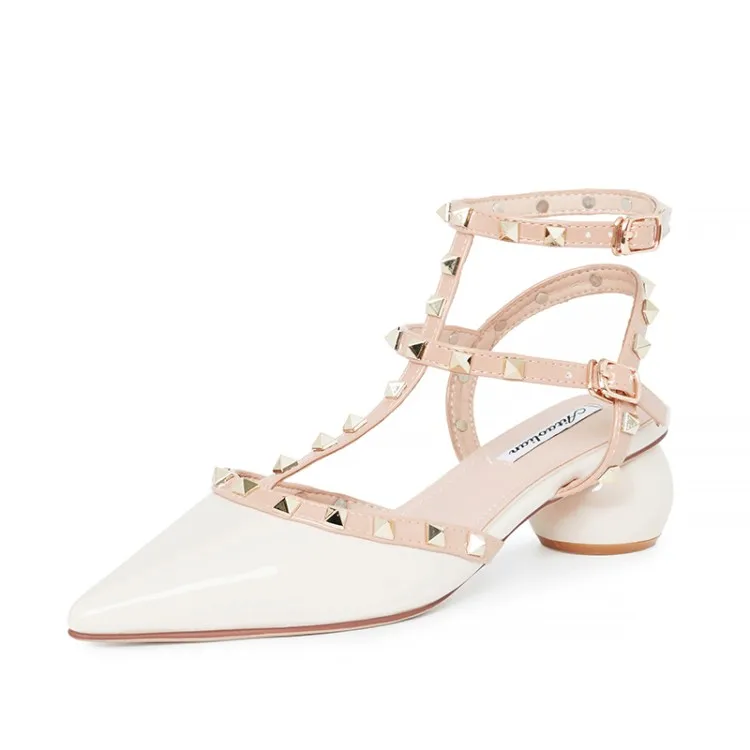 Womens Pointy Toe Rivet Patent Leather T-strap Strange Ball Heel Sandals Shoes Pumps Summer New 2022
Womens Pointy Toe Rivet Patent Leather T-strap Strange Ball Heel Sandals Shoes Pumps Summer New 2022